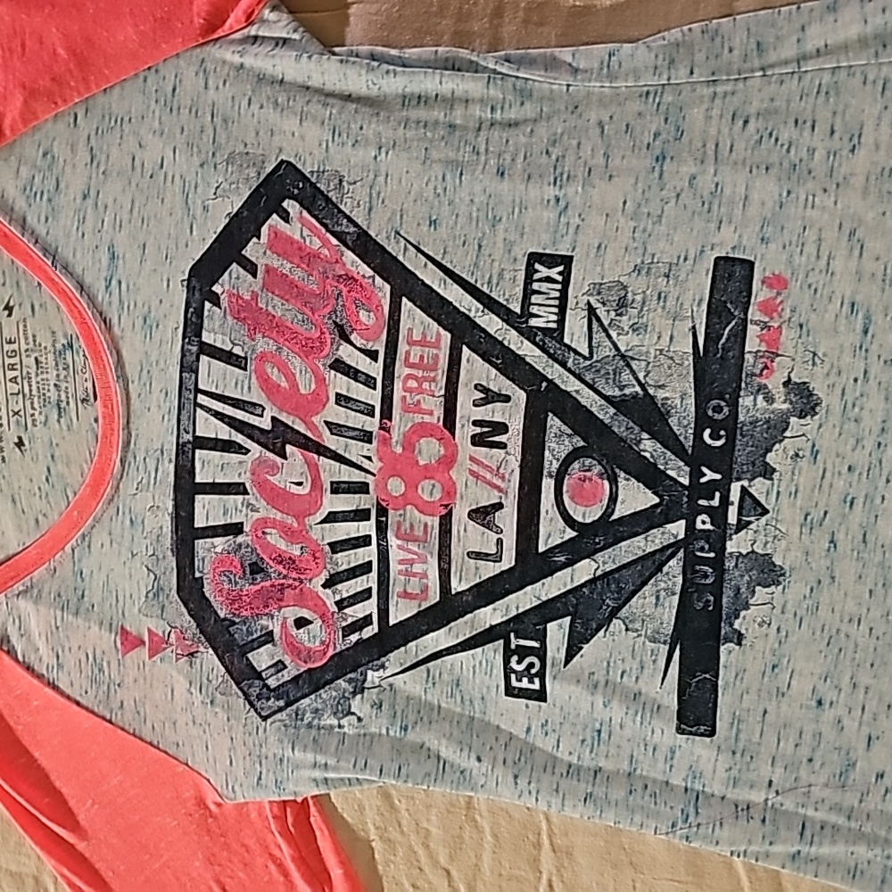 Woman's, Society T-shirt, size, X-Large ,light blue and pink - Picture 2 of 6